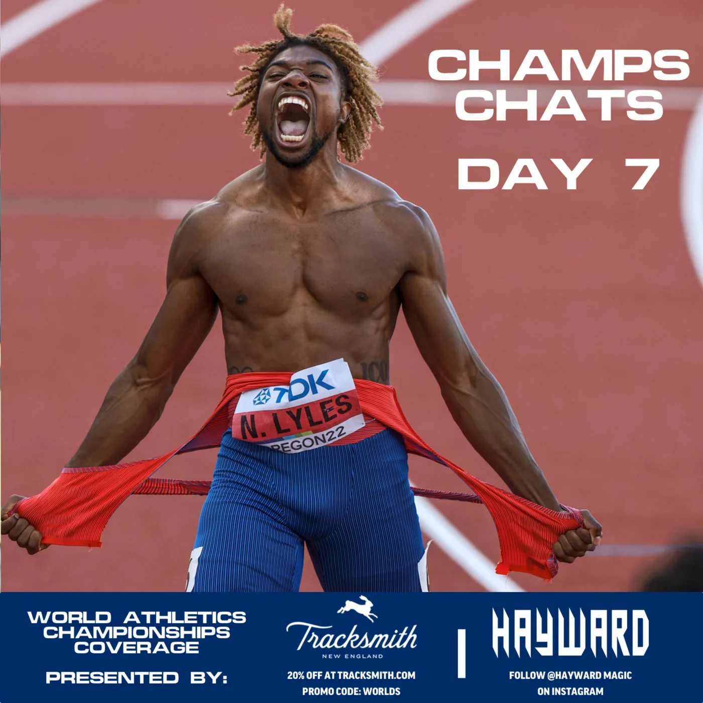 WORLD CHAMPS CHATS DAY 7: NOAH LYLES 19.31 200M AMERICAN RECORD; SHERICKA JACKON 21.45! MY GOODNESS!