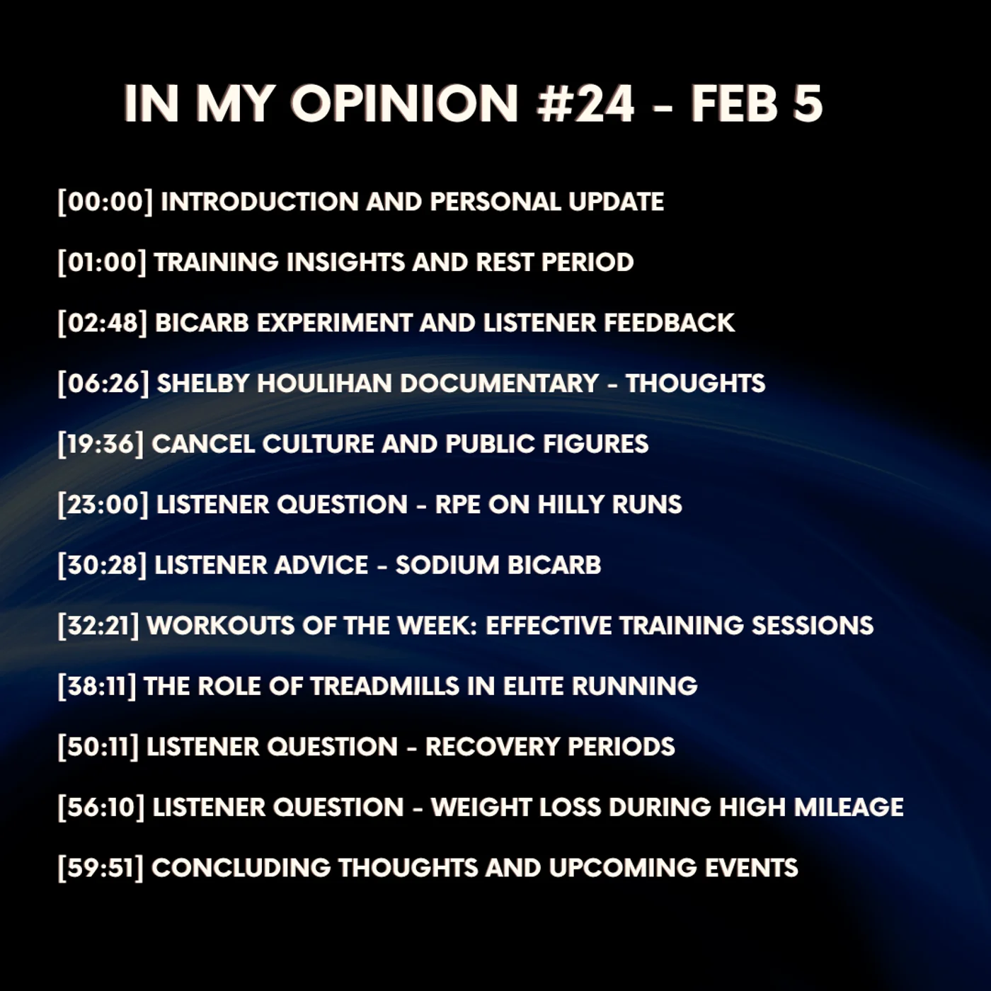 IMO #24 - More Bicarb Learnings, Arizona Running Experience, Shelby Houlihan Documentary, Losing Weight During High Mileage and more