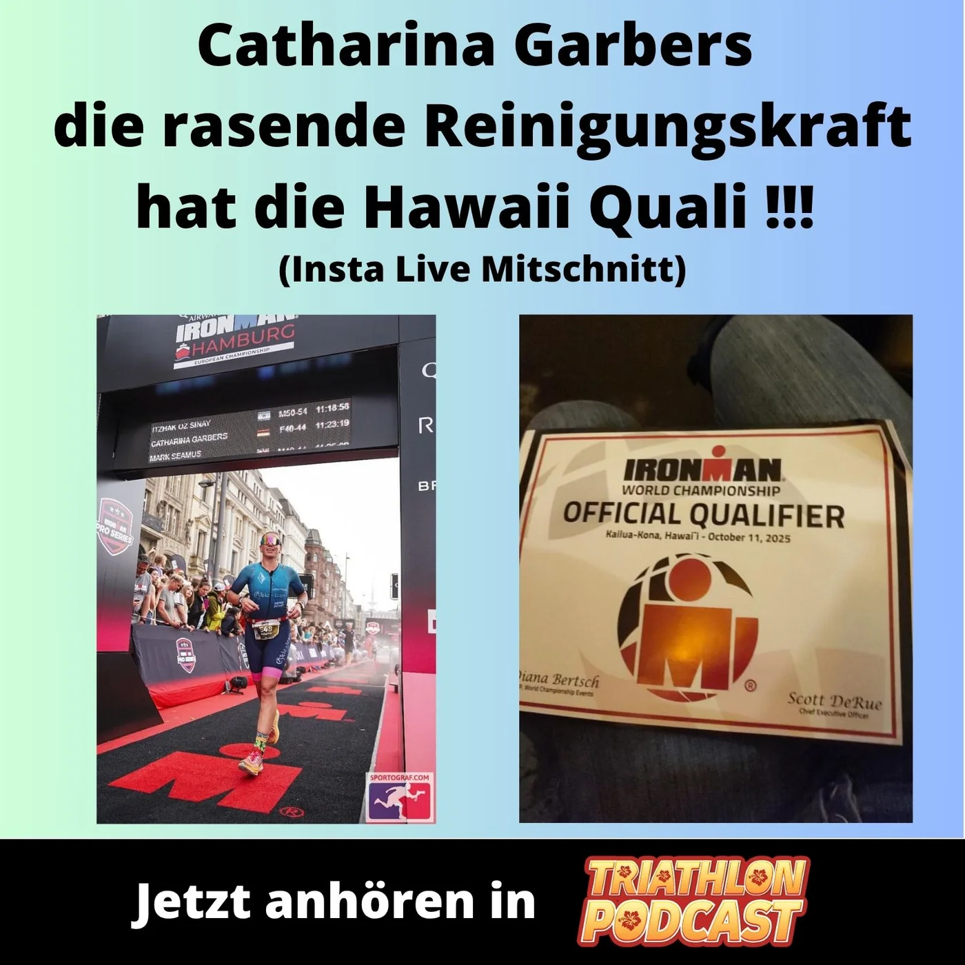 Catharina Garbers - die rasende Reinigungskraft hat sich für Hawaii 2025 qualifiziert (Insta Live Mitschnitt)