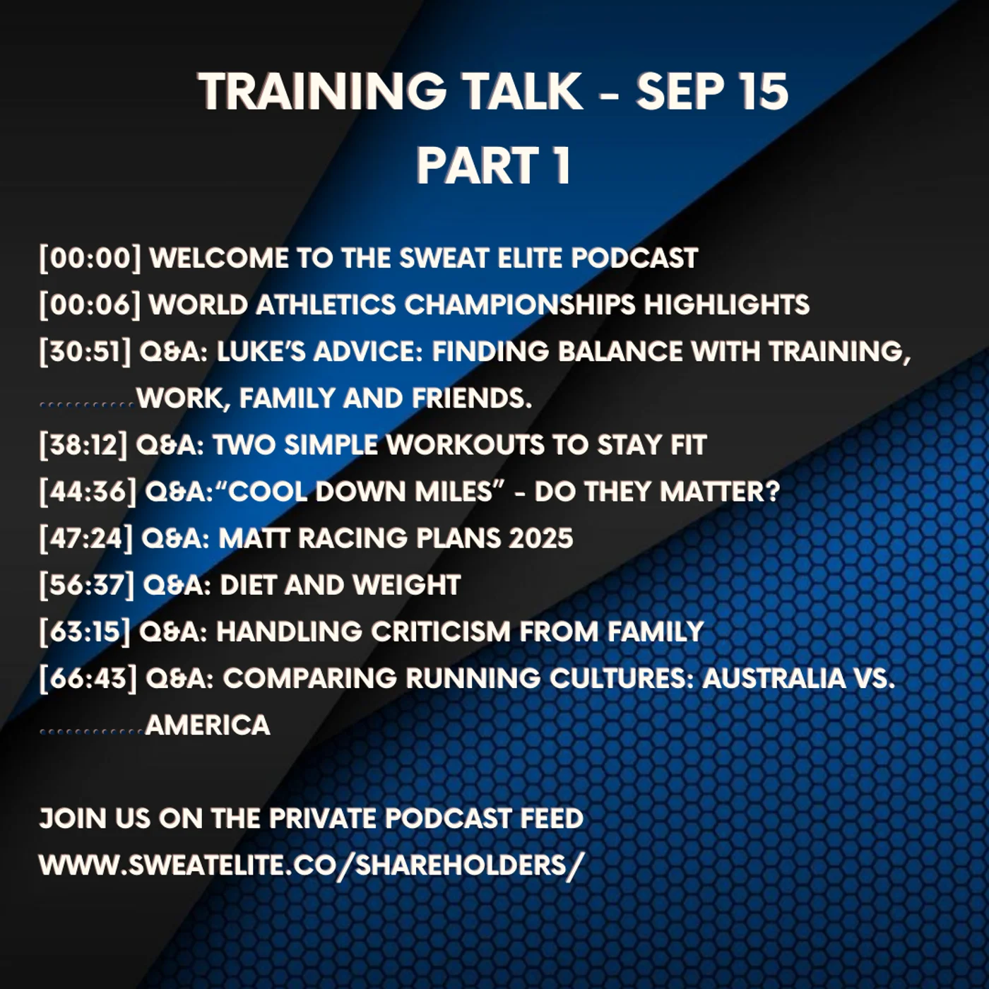 World Champs Distance Running Highlights, "Cool down" Miles Explained, Finding Training/Work/Life Balance and more